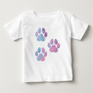 Dog Paw Prints - Colorful Paint Swirls Baby T-Shirt