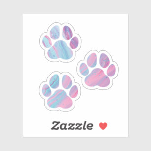 Dog Paw Prints - Colorful Paint Swirls Sticker