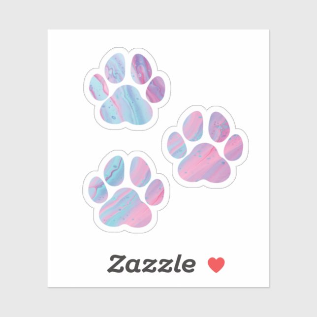 Dog Paw Prints - Colorful Paint Swirls Sticker (Sheet)