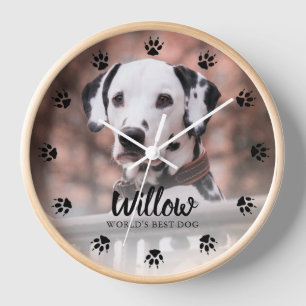 Dog Paw Prints Custom Photo Clock