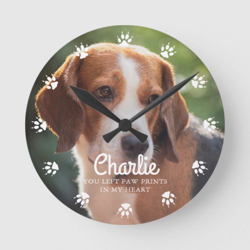 Dog Paw Prints Custom Photo Round Clock