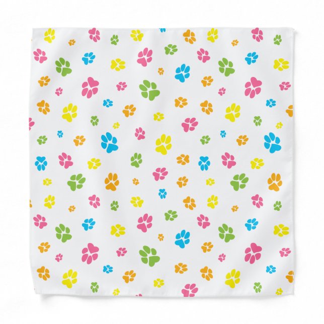 Dog Paw Prints Cute Colorful Paws Pattern Bandana (Front)
