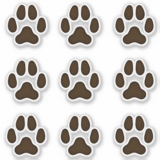 Dog Paw Prints Dark Brown Pet Stickers (Front)