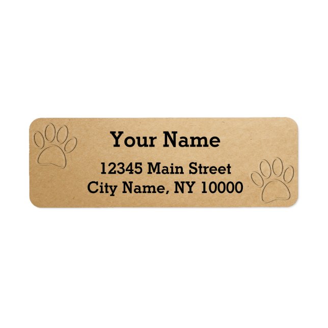 Dog Paw Prints Editable Text Label (Front)