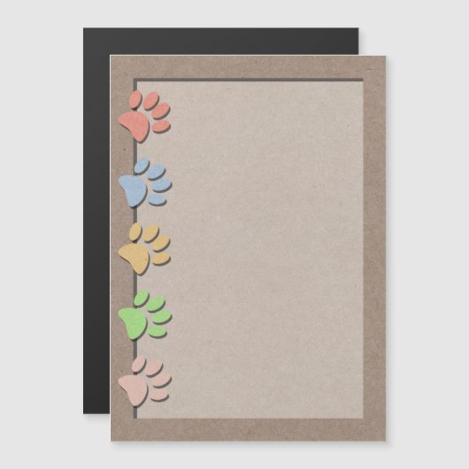 Dog Paw Prints Faux Kraft Paper Texture Magnet (Front/Back)