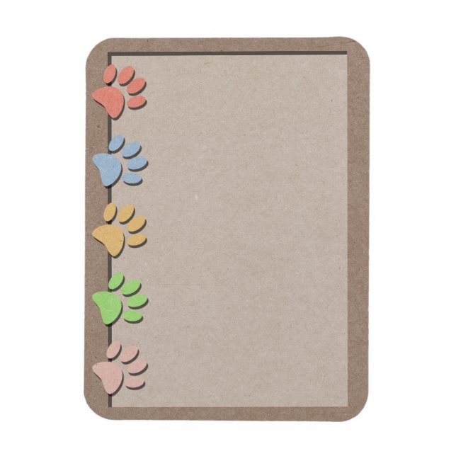 Dog Paw Prints Faux Kraft Paper Texture Magnet (Vertical)