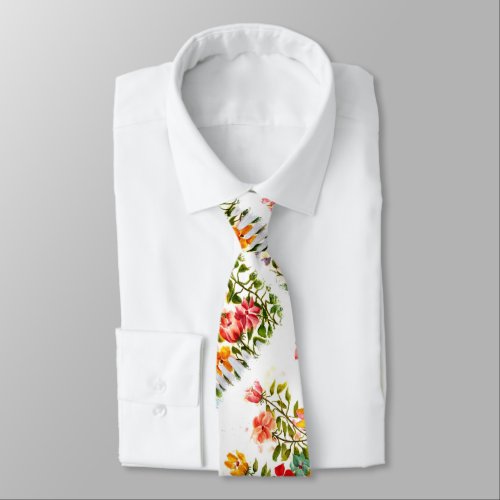 DOG PAW PRINTS FLOWER GARDEN FENCE NECK TIE