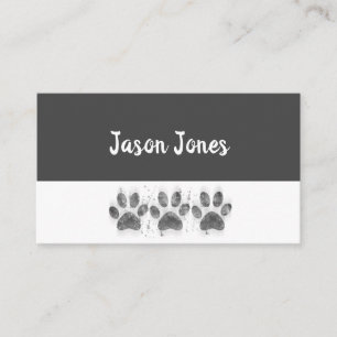 dog paw prints gray and white bold custom business card