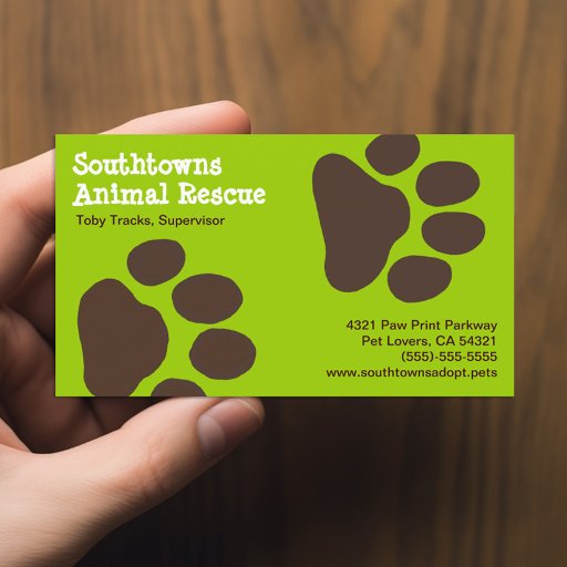 Customizable Dog Paw Prints on Green (Customizable) Business Cards