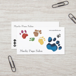 Dog Paw Prints Grooming Colorful Business Card