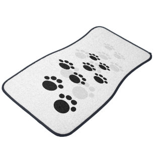Dog Paw Prints In Black and Gray Pattern Car Floor Mat