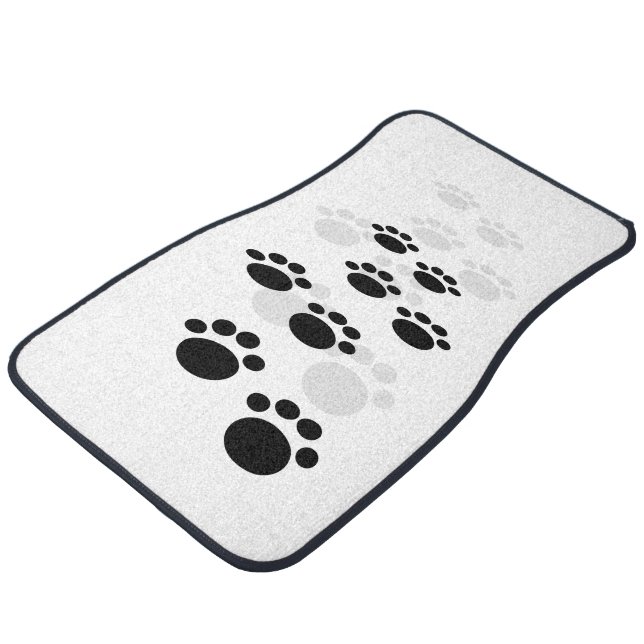 Dog Paw Prints In Black and Gray Pattern Car Floor Mat (Angled)