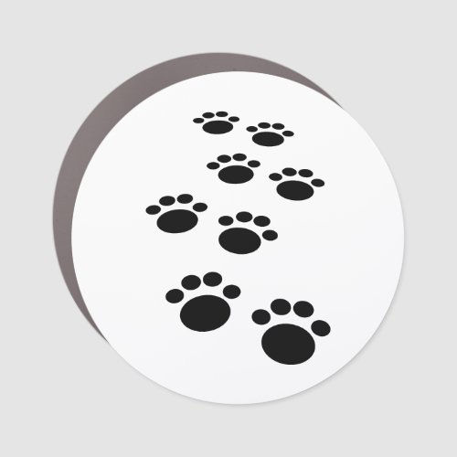 Dog Paw Prints In Black and Gray Pattern Car Magnet