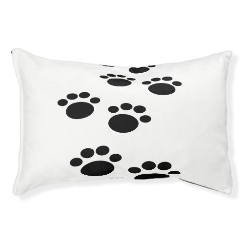 Dog Paw Prints In Black and Gray Pattern Pet Bed