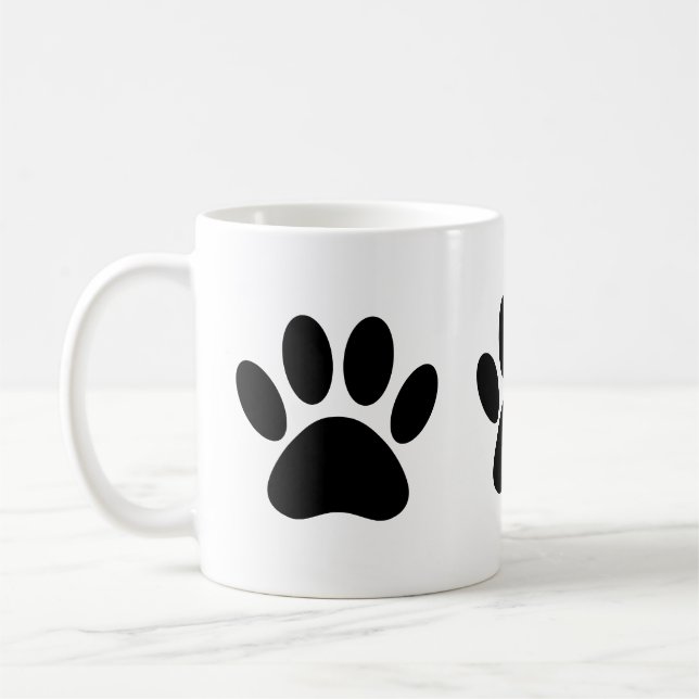 Dog Paw Prints In Black Coffee Mug (Left)