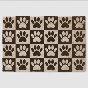 Dog Paw Prints In Squares Custom Fiber Doormat
