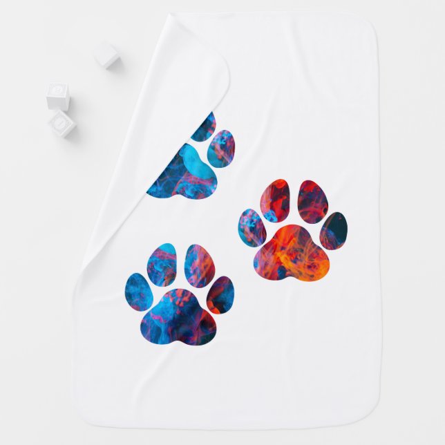 Dog Paw Prints - Ink in Water Baby Blanket (In Situ)