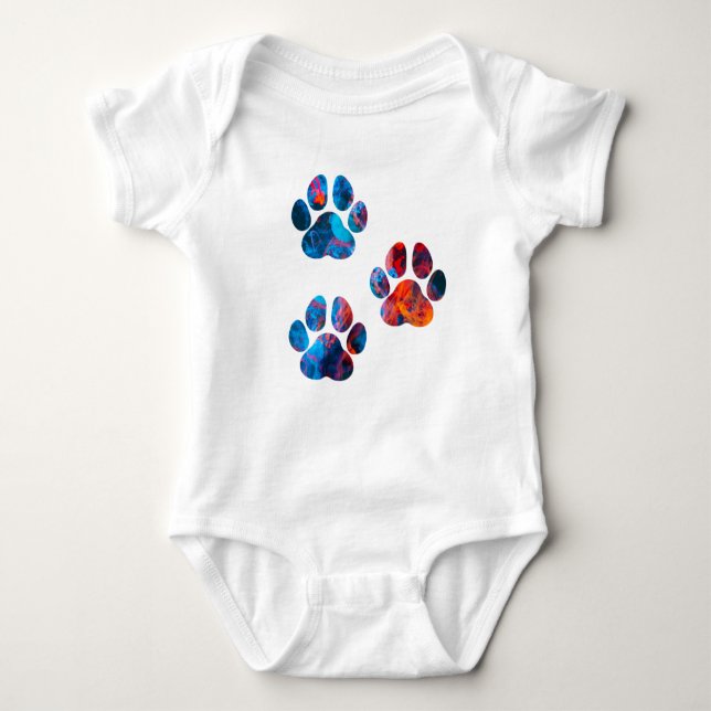 Dog Paw Prints - Ink in Water Baby Bodysuit (Front)