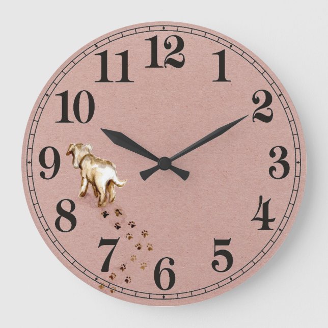 Dog Paw Prints (Large) Wall Clock (Front)