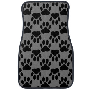 Dog Paw Prints On Gray Background Car Floor Mat