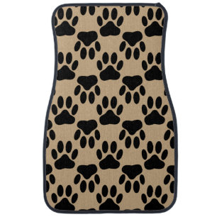 Dog Paw Prints On Tan Background Car Mat