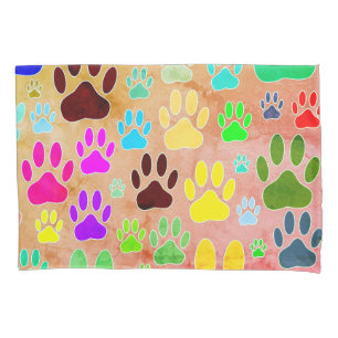 Dog Paw Prints On Vintage Background Pillow Case
