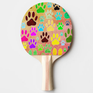 Dog Paw Prints On Vintage Background Ping Pong Paddle