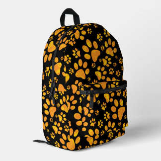 Dog Paw Prints Orange Printed Backpack
