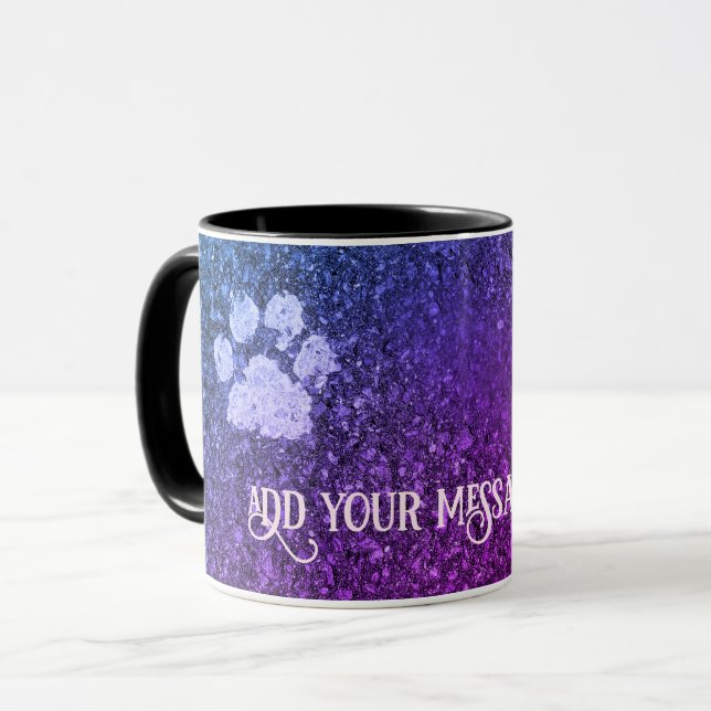 Dog Paw Prints Paint on Asphalt Add Your Message Mug (Front Left)