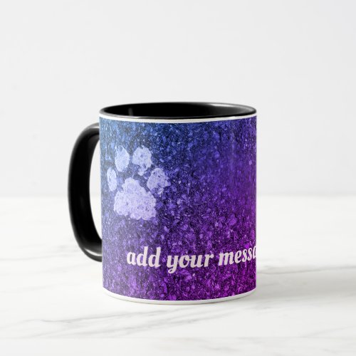 Dog Paw Prints Paint on Asphalt Add Your Message Mug