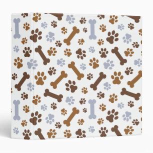 Dog Paw Prints Pattern 3 Ring Binder