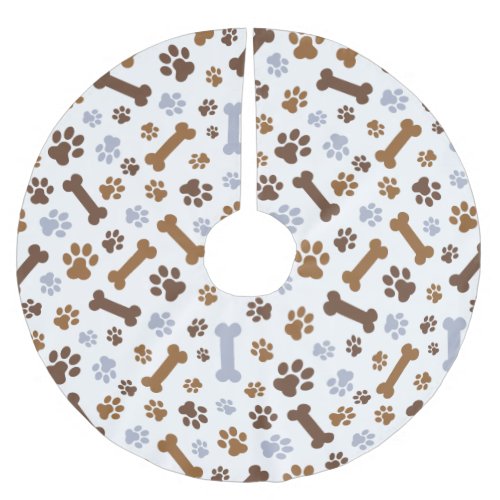 Dog Paw Prints Pattern Brushed Polyester Tree Skirt