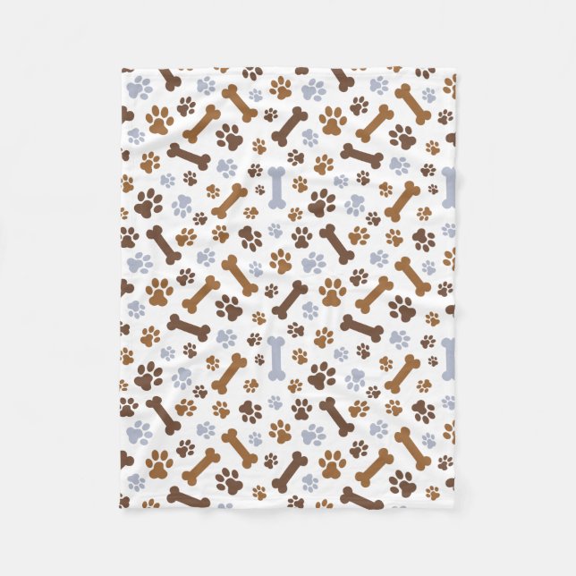 Dog Paw Prints Pattern Fleece Blanket (Front)