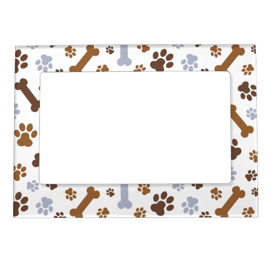 Dog Paw Prints Pattern Magnetic Photo Frame | Zazzle.com
