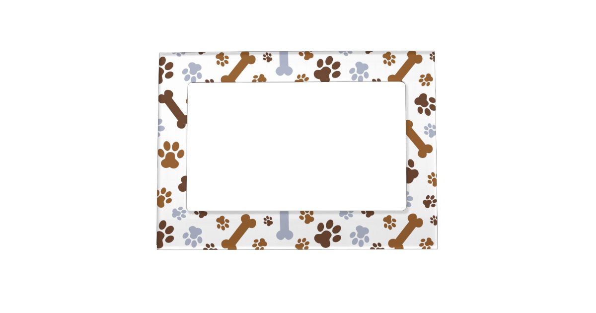Dog Paw Prints Pattern Magnetic Photo Frame | Zazzle.com
