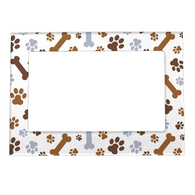 Dog Paw Prints Pattern Magnetic Photo Frame (Front)