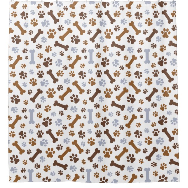 Dog Paw Prints Pattern Shower Curtain (Front)