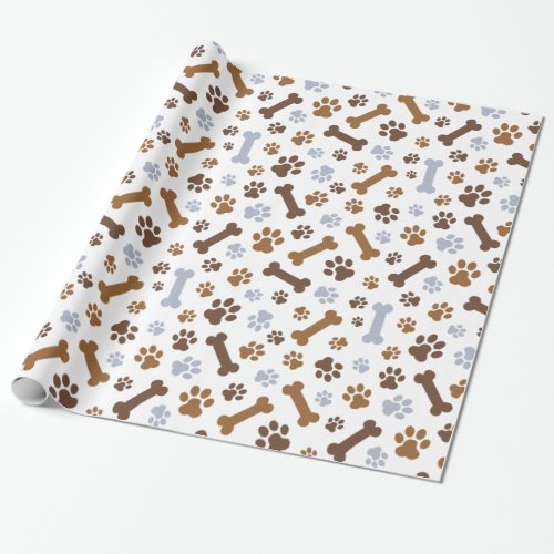 Dog Paw Prints Pattern Wrapping Paper