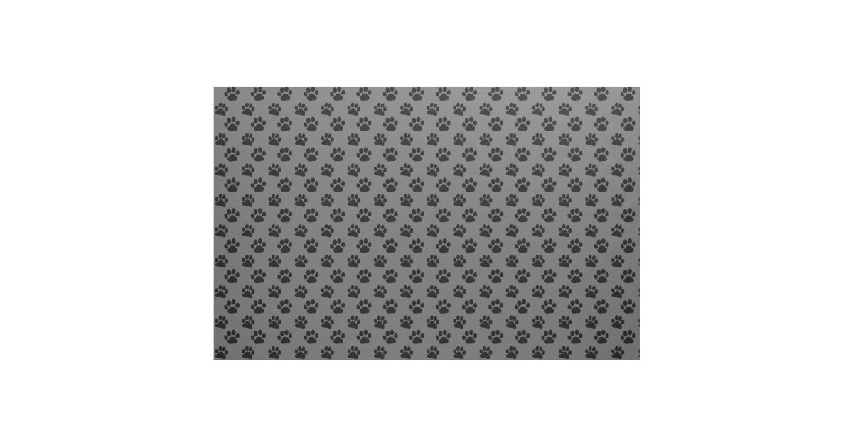 Dog Paw Prints Patterned Black and Grey Fabric | Zazzle