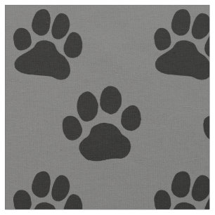 Dog Paw Prints Patterned Black and Grey Fabric