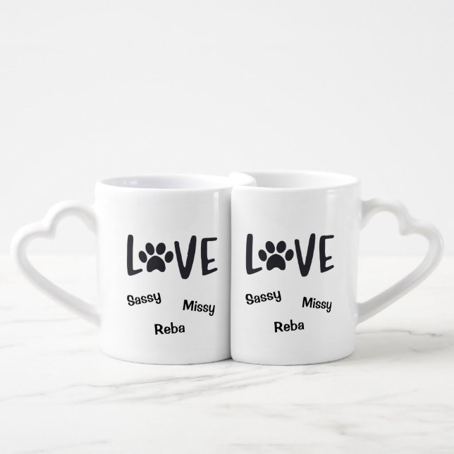 Dog Paw Prints Personalized  Coffee Mug Set (Front Nesting)