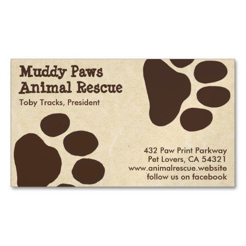 Dog Paw Prints _ Pet Services Business Card Magnet