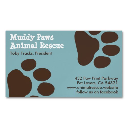 Dog Paw Prints _ Pet Services Magnetic Business Card