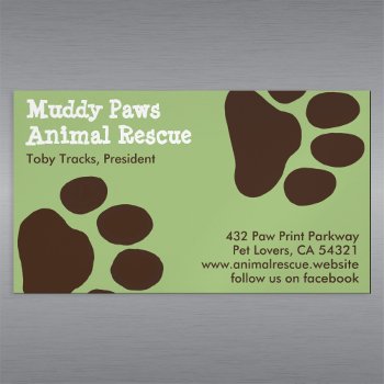 Dog Paw Prints - Pet Services Magnetic Business Card by jennsdoodleworld at Zazzle