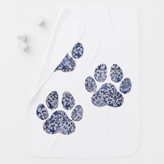 Dog Paw Prints - Portuguese Tiles Baby Blanket (In Situ)