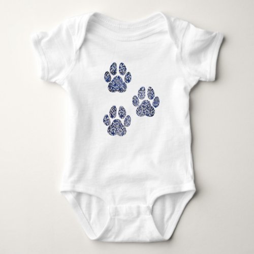 Dog Paw Prints _ Portuguese Tiles Baby Bodysuit
