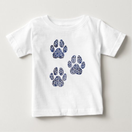 Dog Paw Prints _ Portuguese Tiles Baby T_Shirt