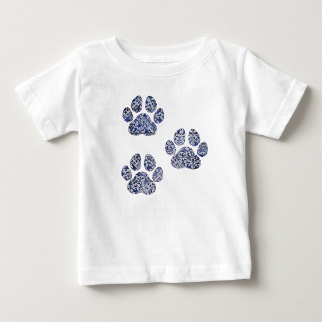 Dog Paw Prints - Portuguese Tiles Baby T-Shirt (Front)
