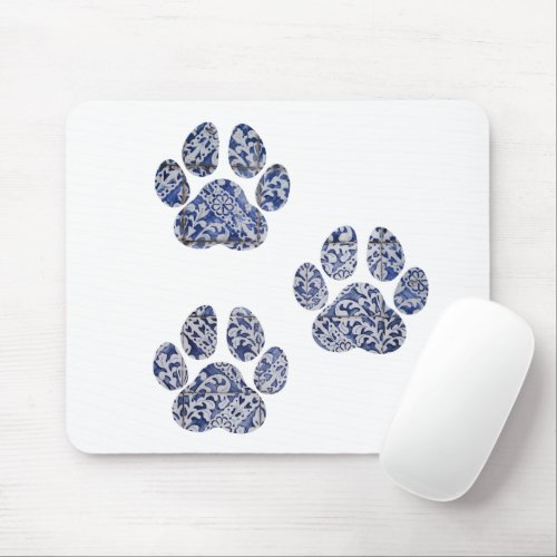 Dog Paw Prints _ Portuguese Tiles Mouse Pad