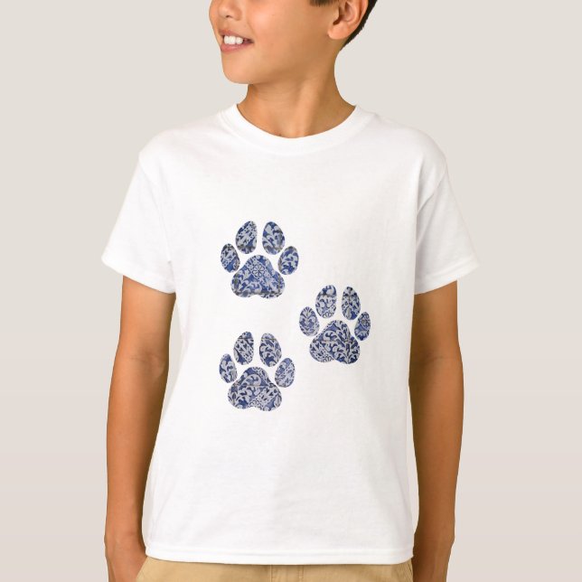 Dog Paw Prints - Portuguese Tiles T-Shirt (Front)